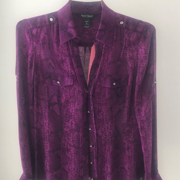 White House Black Market Tops - Purple Silk Blouse